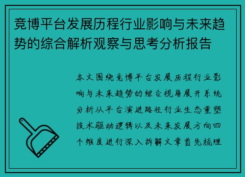 竞博平台发展历程行业影响与未来趋势的综合解析观察与思考分析报告